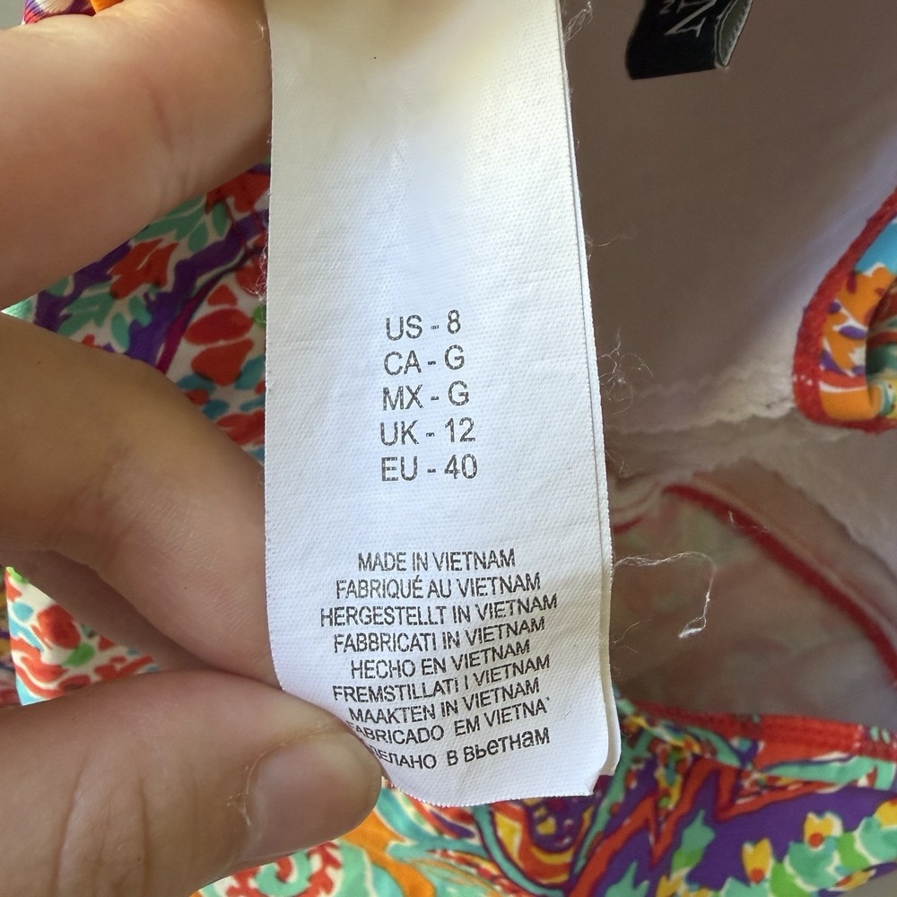 LAUREN Ralph one swim suit Tankini Top paisley Pads Women's Size 8 - Picture 4 of 13